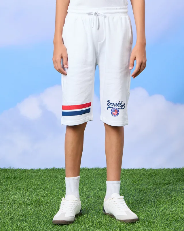 Senior Boys White Printed Active Shorts sold by Redtag