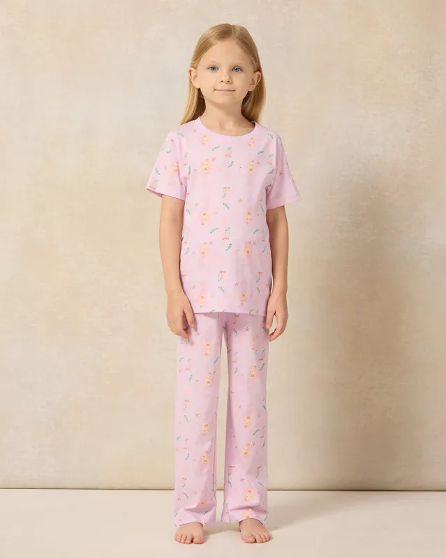 Girls Lilac Mermaid Printed Pyjama Set (2 Piece) sold by Redtag