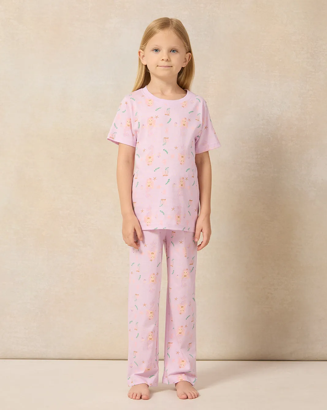 Girls Lilac Mermaid Printed Pyjama Set (2 Piece) sold by Redtag