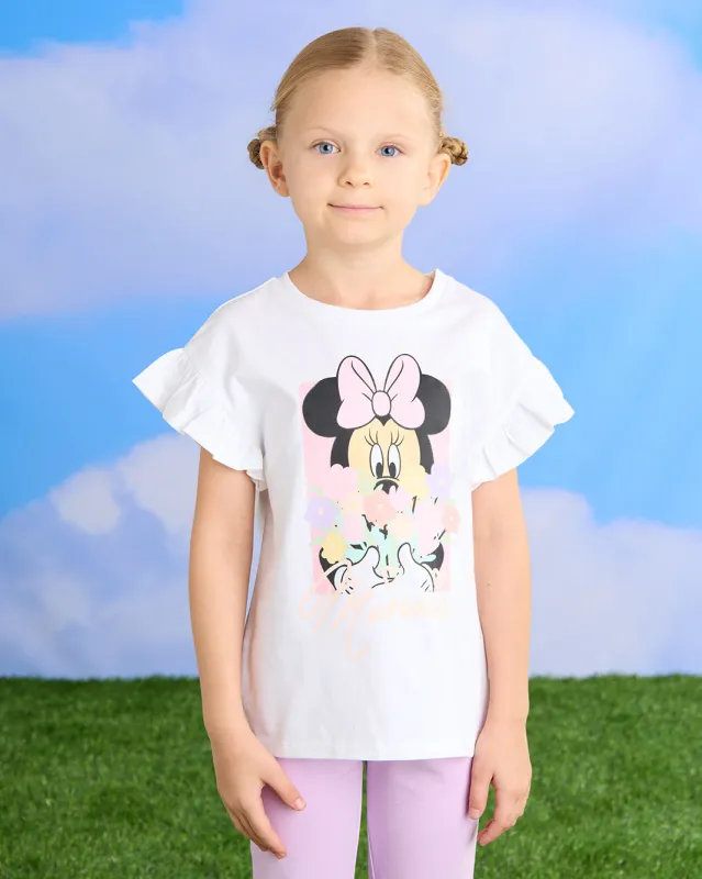 Girls White Minnie Mouse Print With Glitter T-Shirt sold by Redtag
