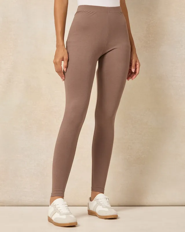 Women Taupe Long Length Leggings sold by Redtag
