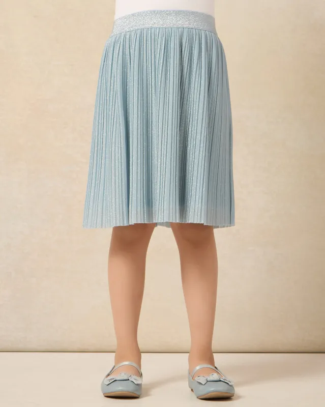 Girls Blue Plisse Skirt sold by Redtag