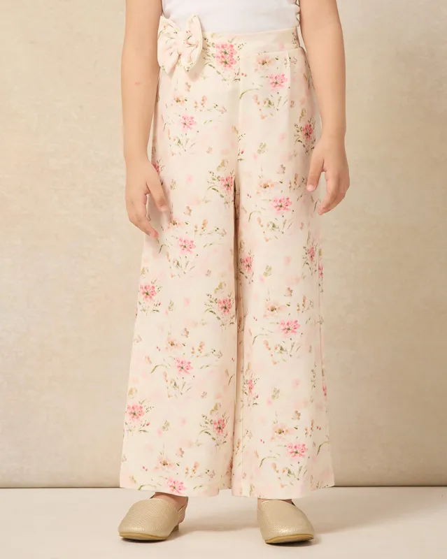 Girls Pink Printed Bow Trousers sold by Redtag