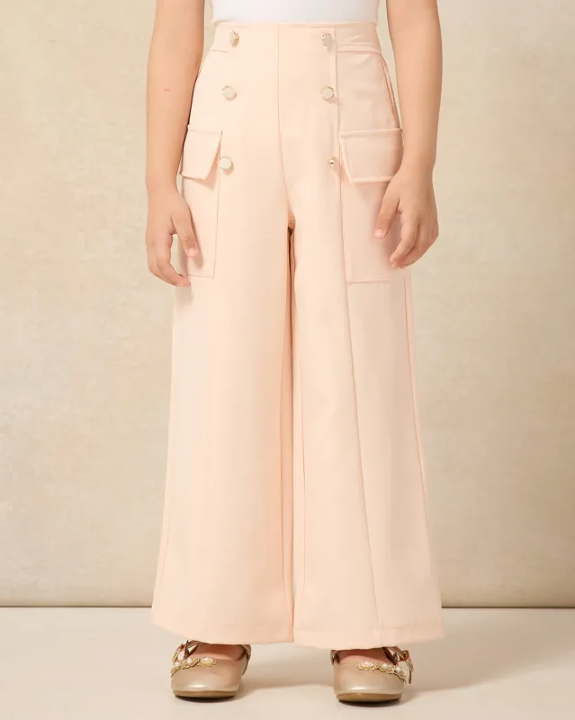 Girls Pink Solid Patch Pocket Pants sold by Redtag