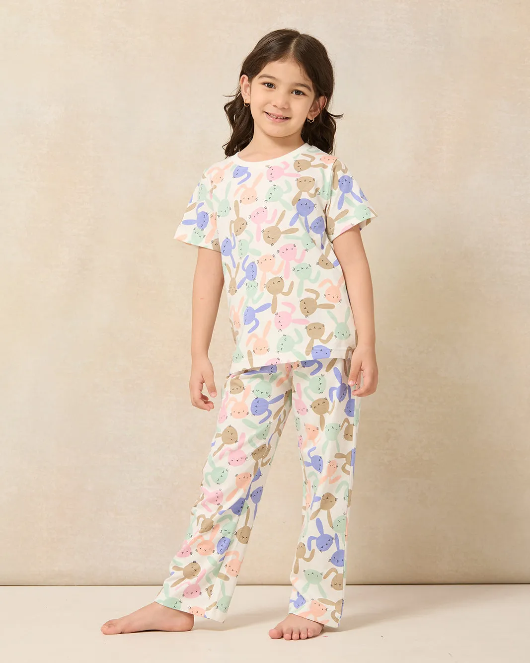 Girls White Printed Pyjama Set (2 Piece) sold by Redtag
