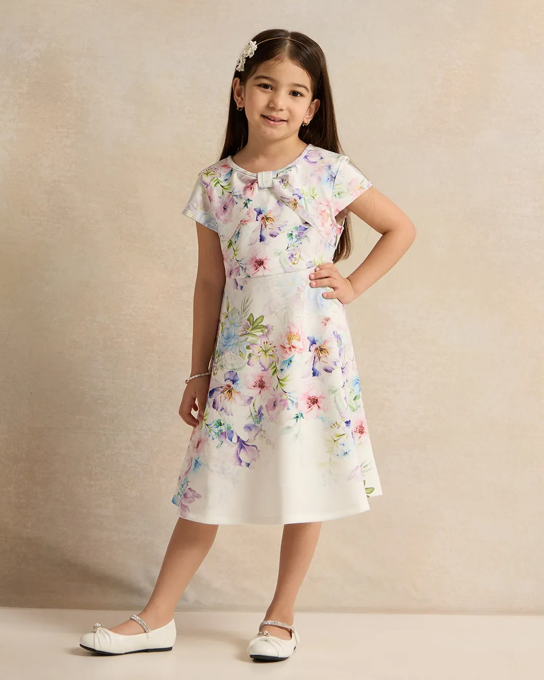 Girls White Printed Dress sold by Redtag product image thumbnail 2