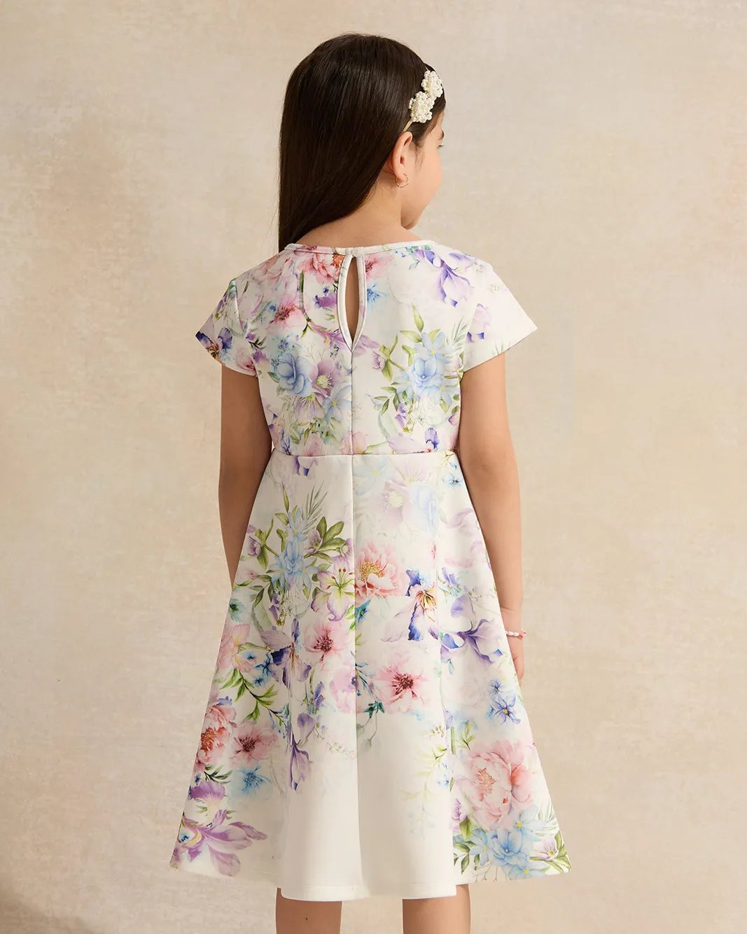 Girls White Printed Dress sold by Redtag product image thumbnail 3