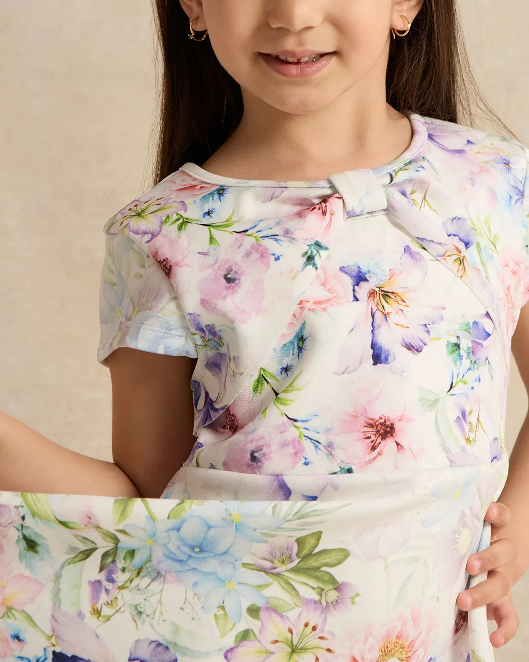 Girls White Printed Dress sold by Redtag product image thumbnail 4