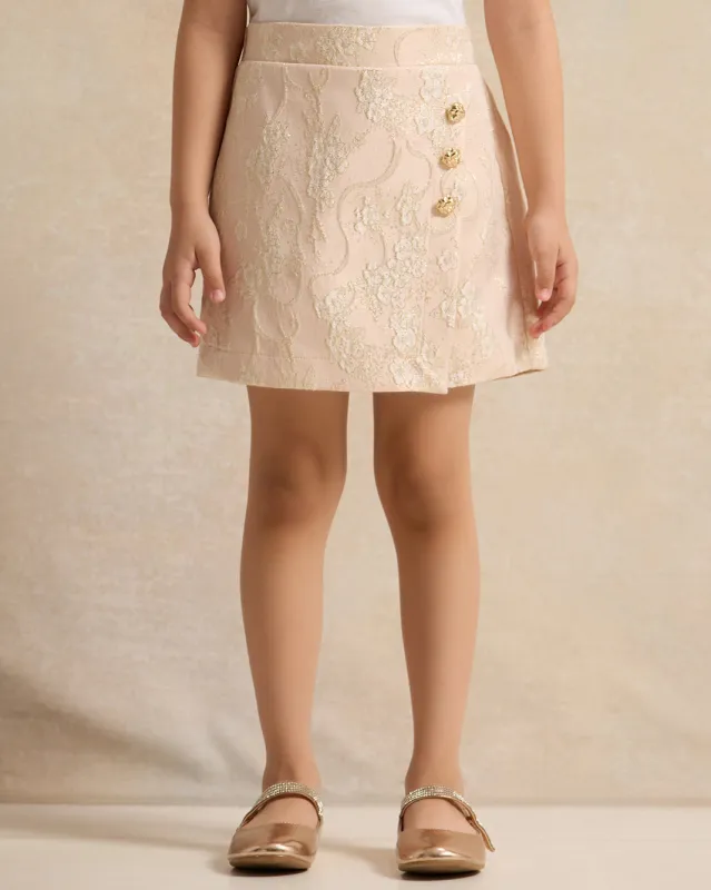 Girls Beige Embellished Skort sold by Redtag