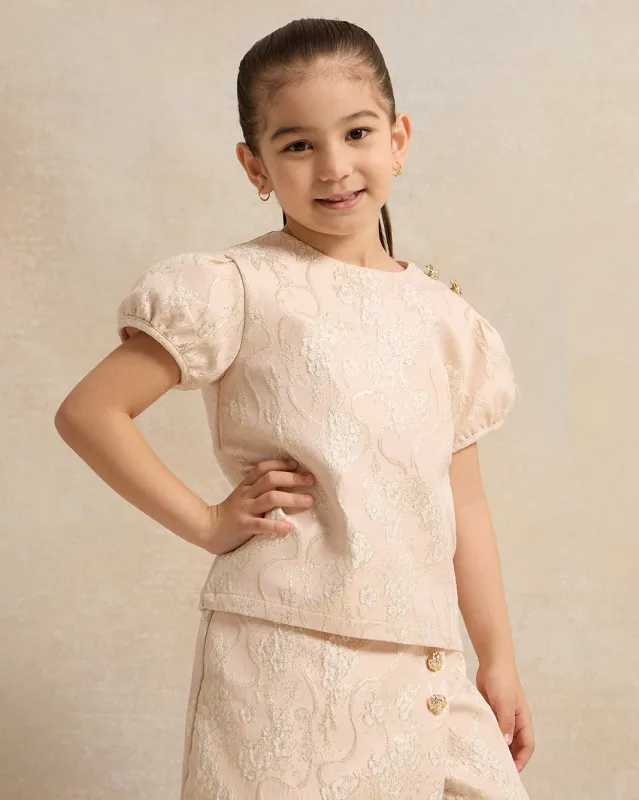 Girls Beige Embellished Blouse sold by Redtag