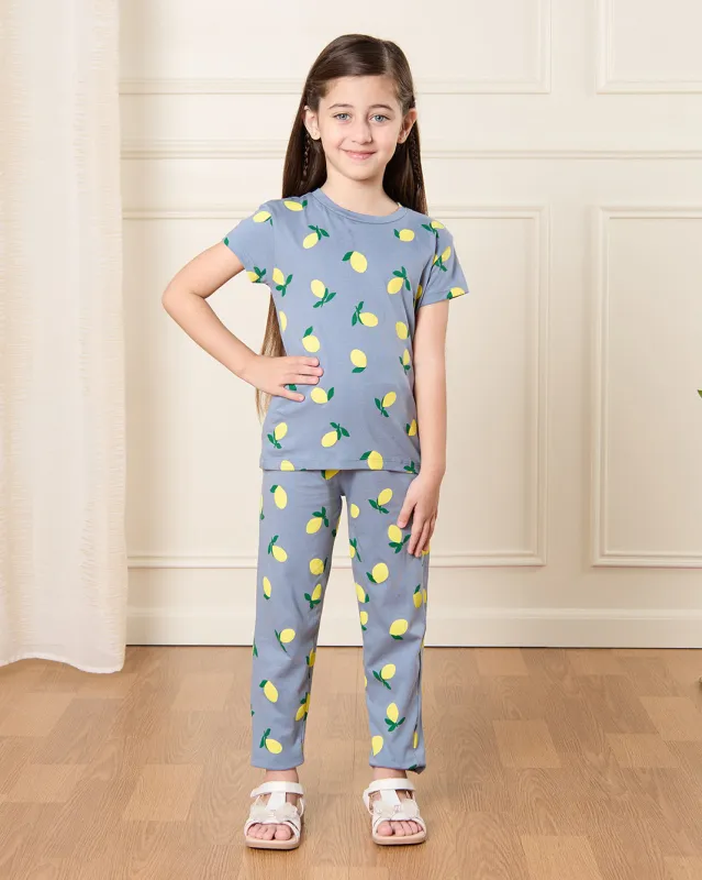 Girls Grey Printed Pyjama Set (2 Piece) sold by Redtag