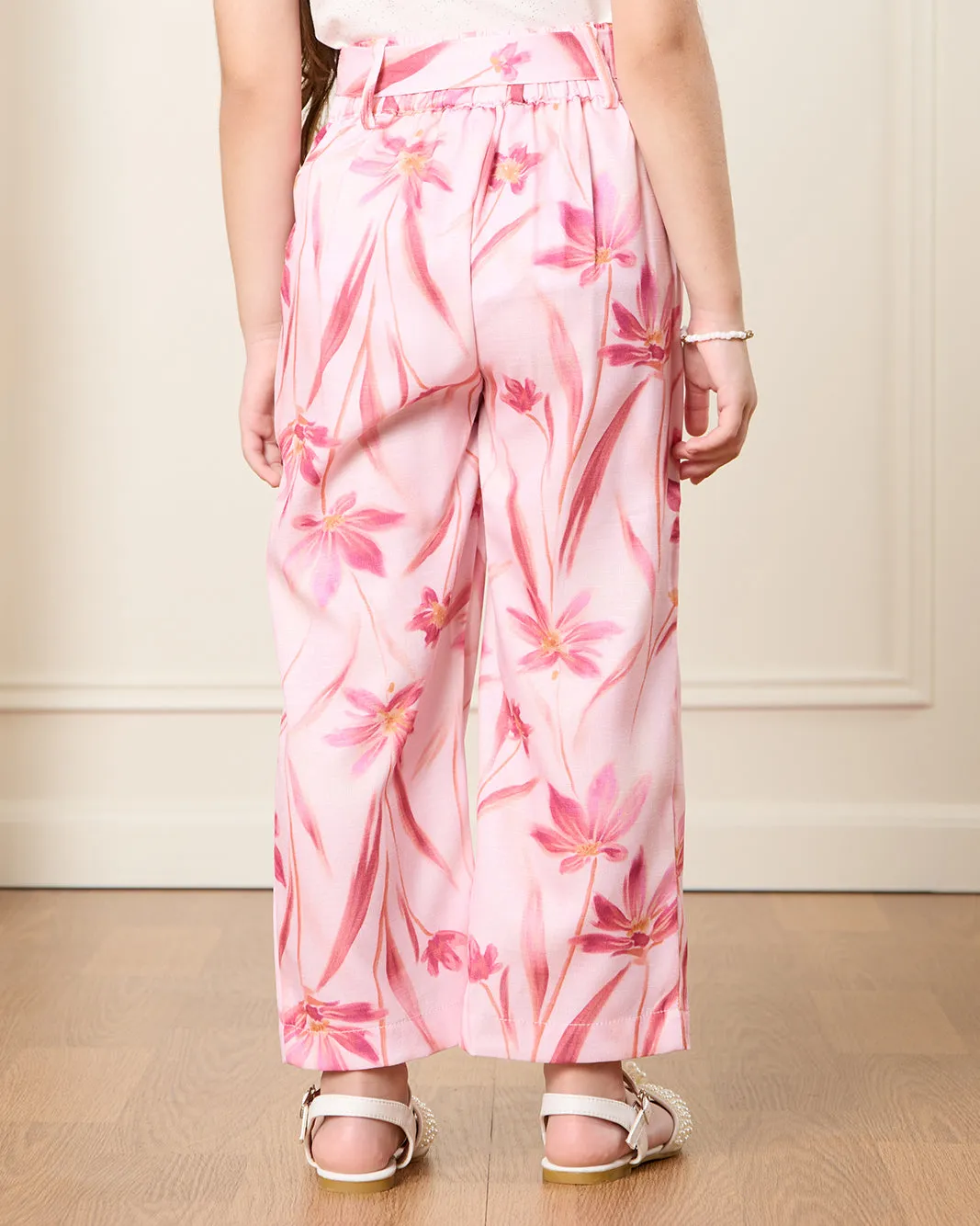 Girls Pink Printed Wide Leg Casual Trouser sold by Redtag product image thumbnail 3