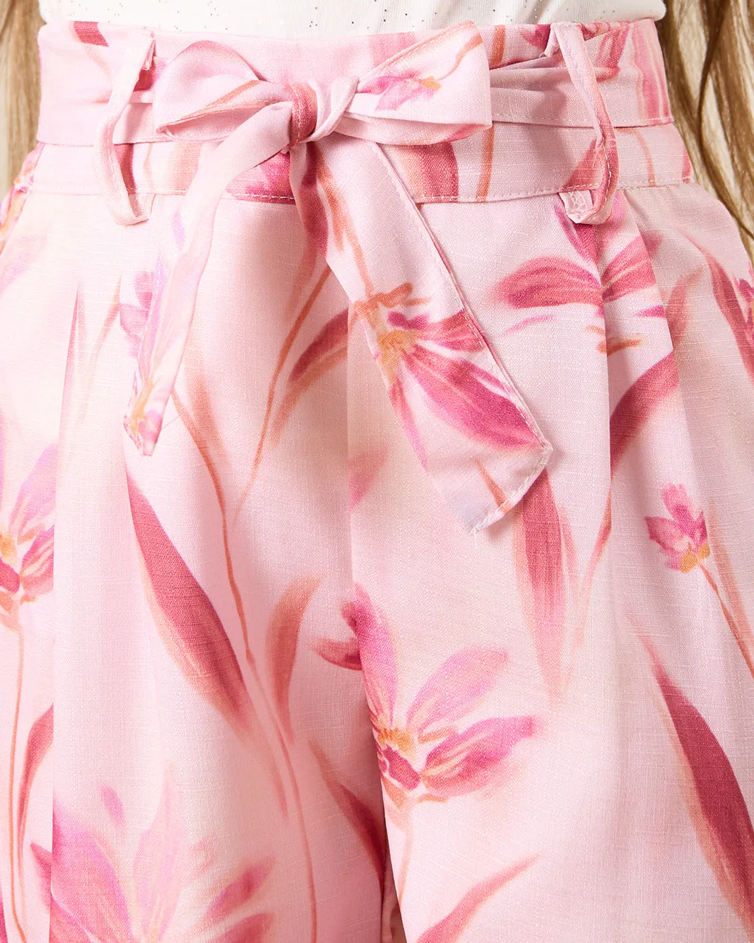 Girls Pink Printed Wide Leg Casual Trouser sold by Redtag product image thumbnail 4