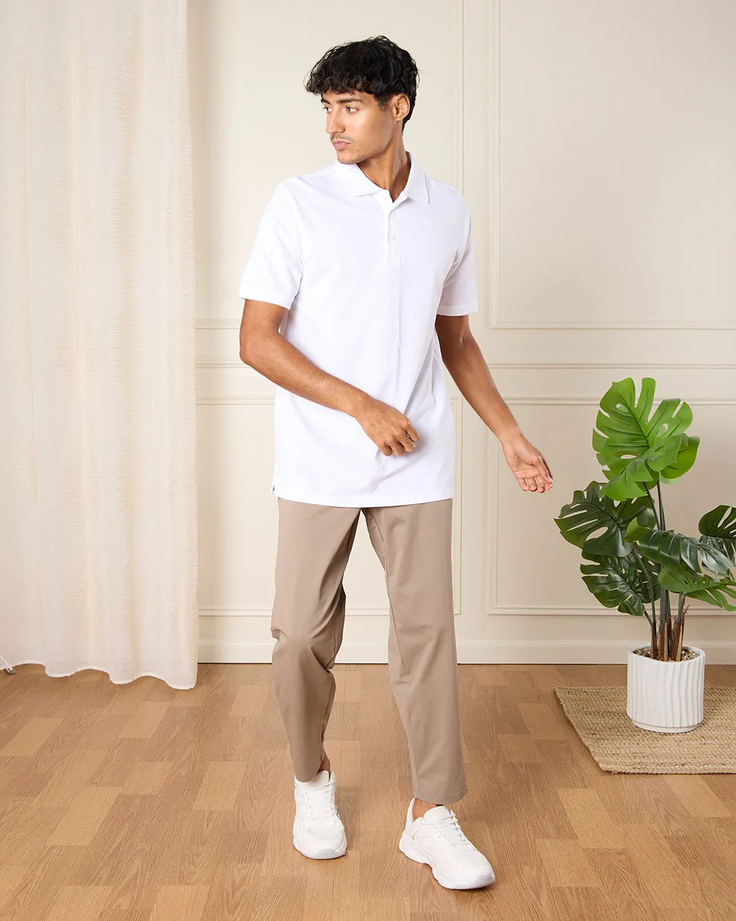 Men Beige Plain Track Pants sold by Redtag product image thumbnail 2