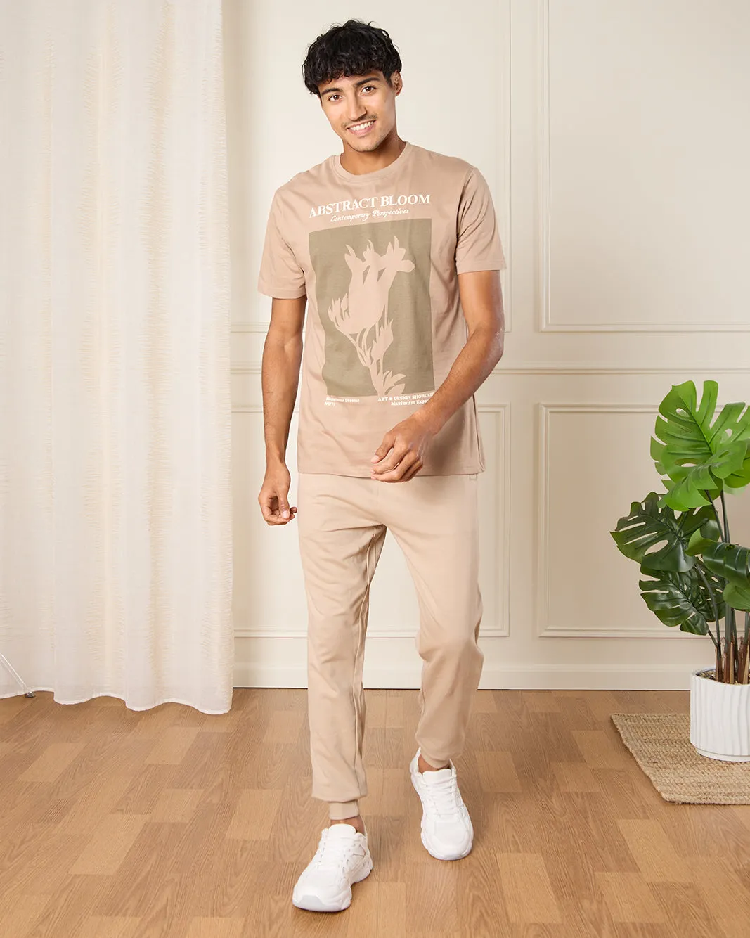 Men Beige Plain Active Pants sold by Redtag product image thumbnail 2