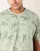 Men Green Printed Basic Round Neck T-Shirt sold by Redtag
