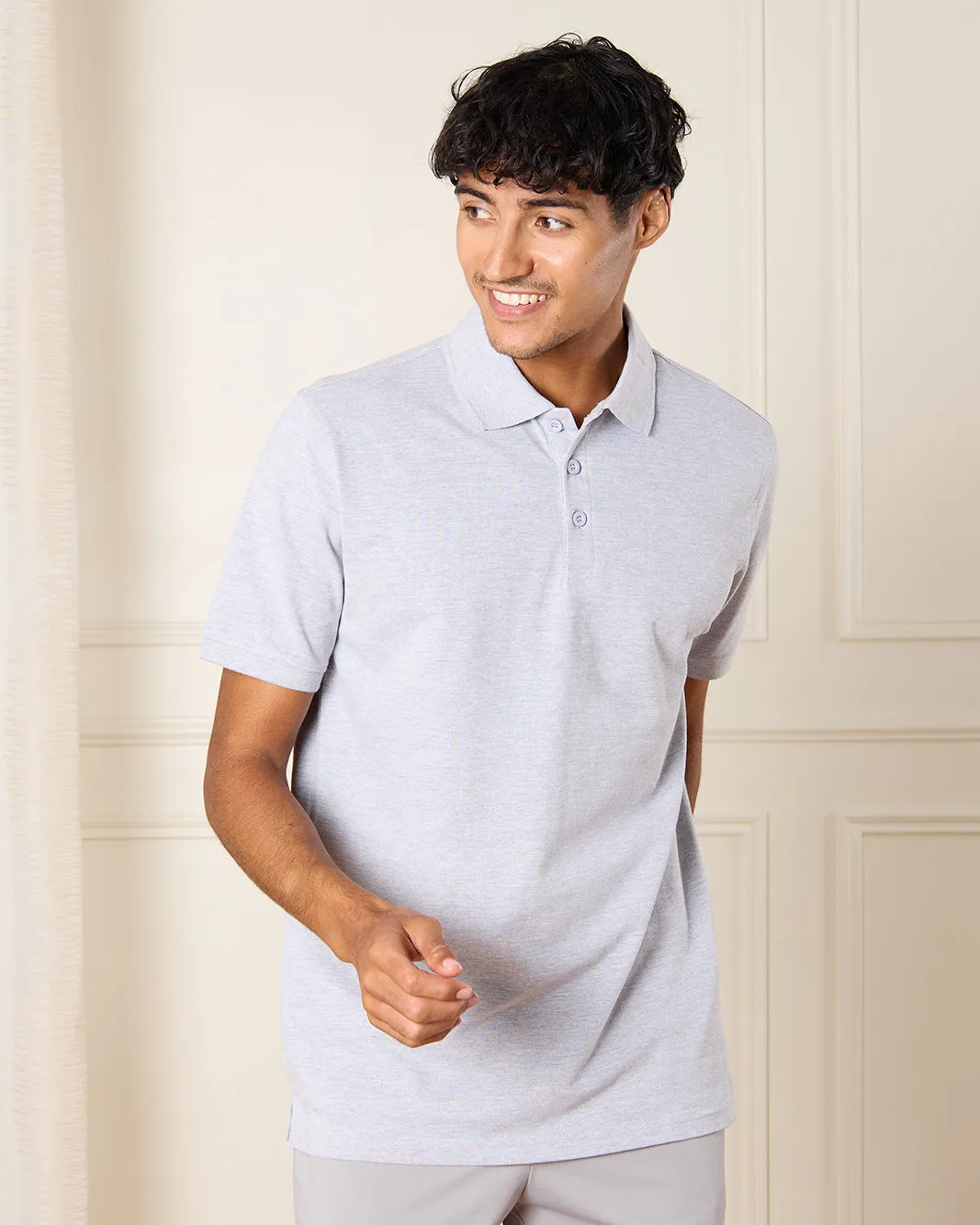 Men Grey Plain Basic Polo Shirt sold by Redtag