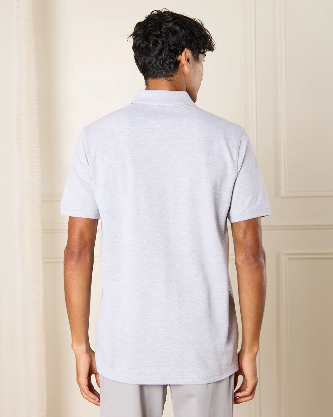 Men Grey Plain Basic Polo Shirt sold by Redtag product image thumbnail 3