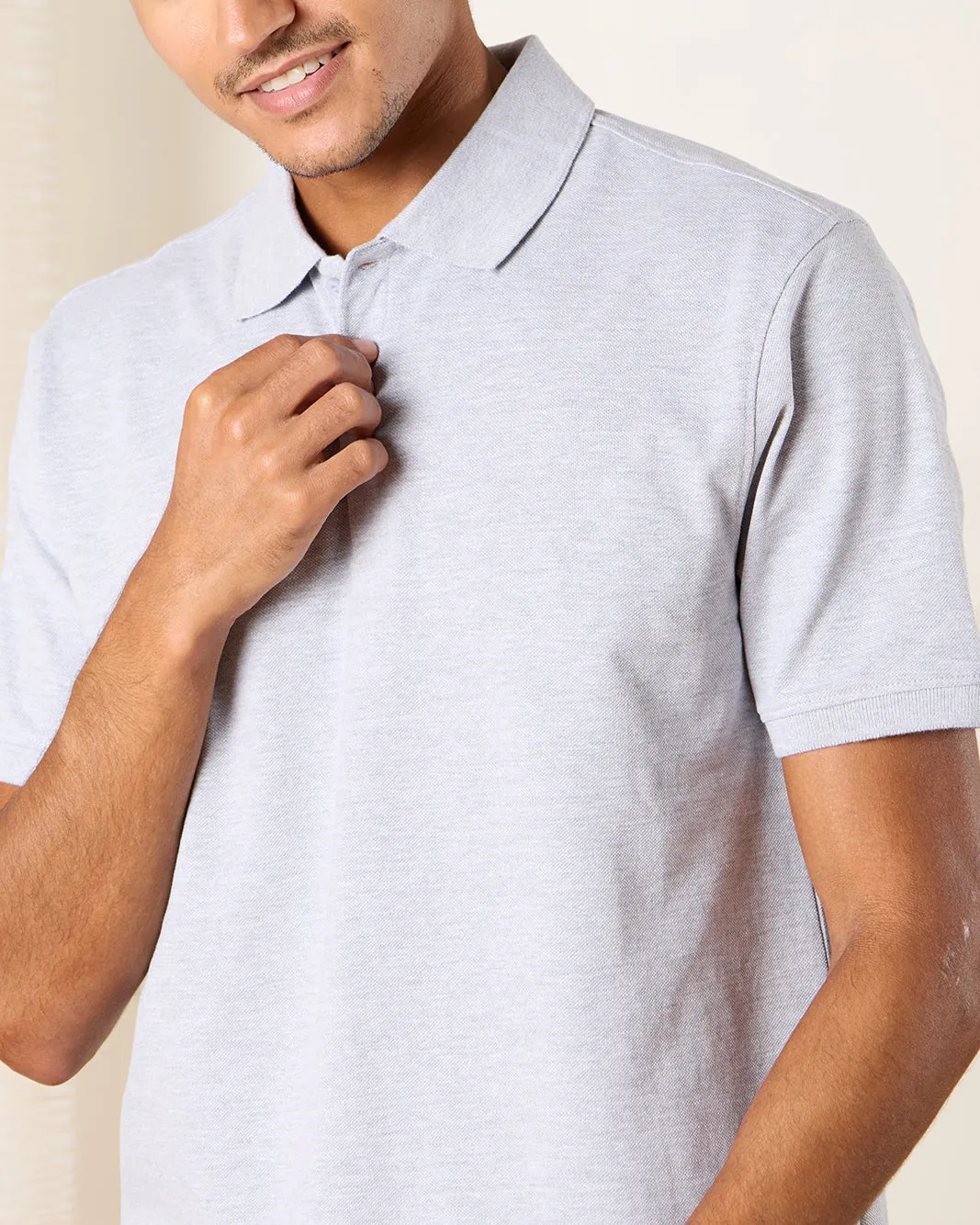Men Grey Plain Basic Polo Shirt sold by Redtag product image thumbnail 4