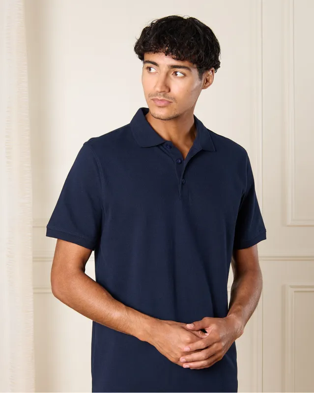 Men Black Plain Basic Polo Shirt sold by Redtag