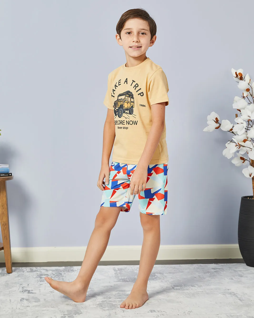 Boys Blue Geometric Print Swim Shorts sold by Redtag product image thumbnail 2