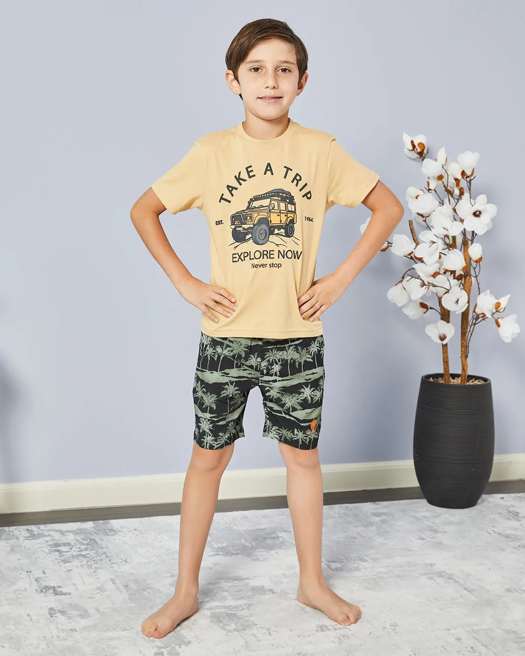 Boys Green Palm Print Swim Shorts sold by Redtag product image thumbnail 2