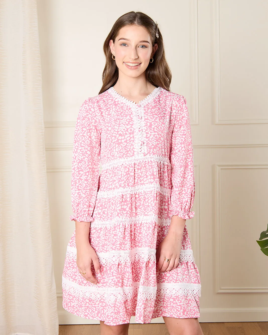Senior Girls Pink Printed Dress sold by Redtag