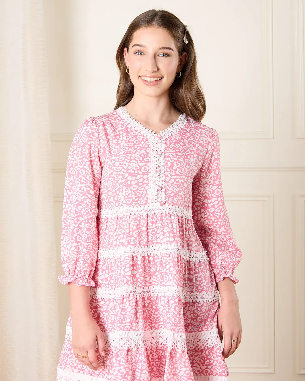Senior Girls Pink Printed Dress sold by Redtag product image thumbnail 4