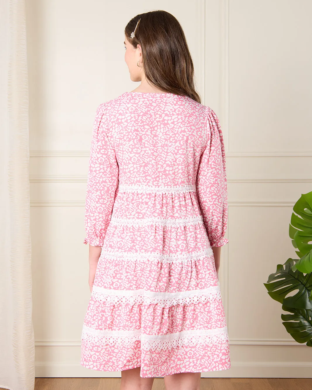 Senior Girls Pink Printed Dress sold by Redtag product image thumbnail 3