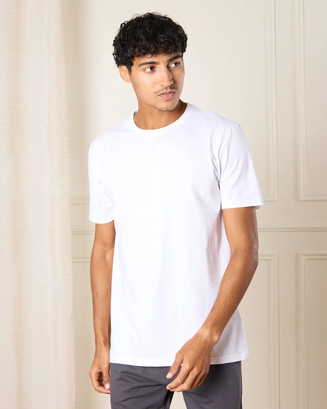 Men White Solid Active T-Shirt sold by Redtag