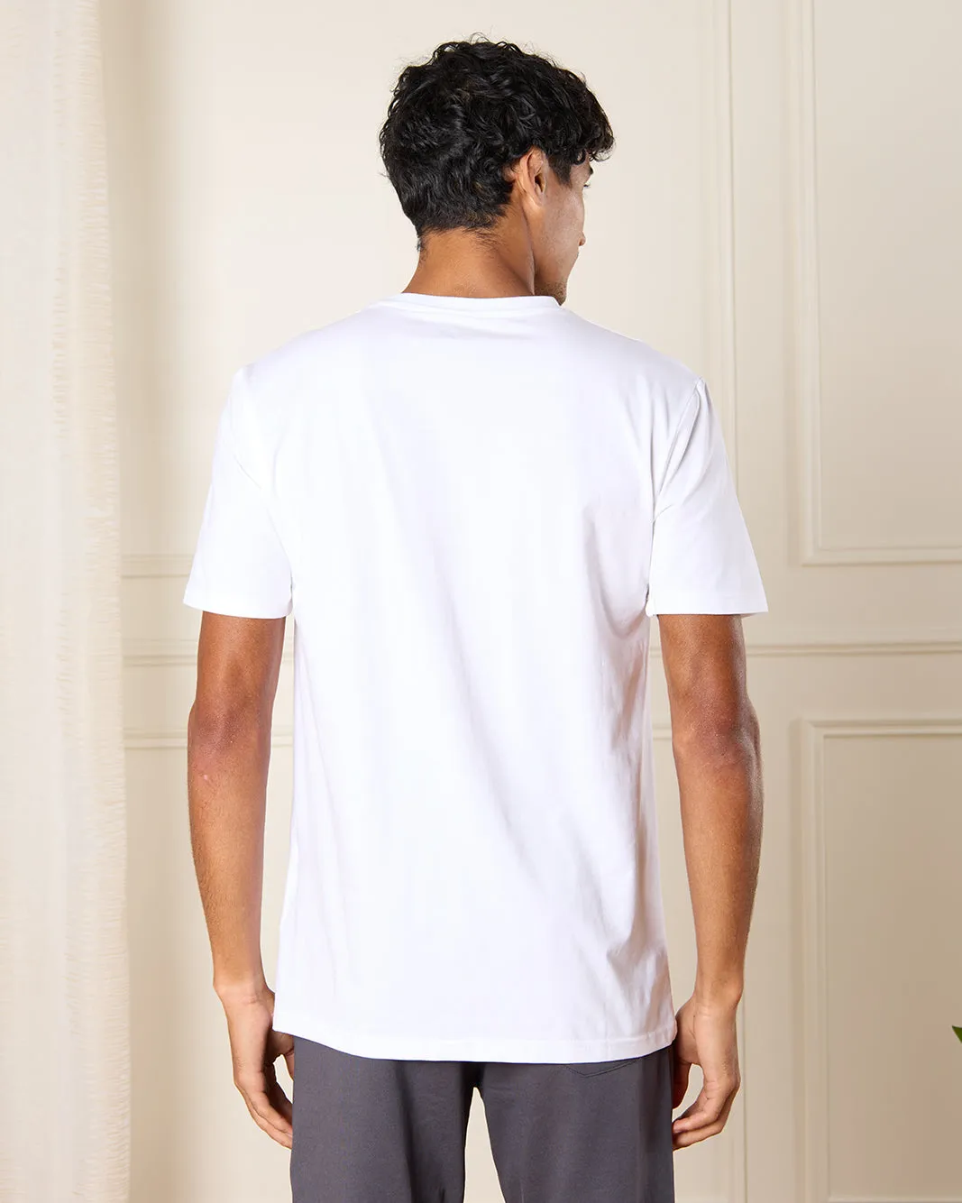Men White Solid Active T-Shirt sold by Redtag product image thumbnail 3