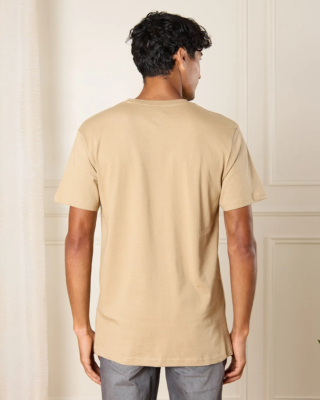 Men Beige Dynamic Balance T-Shirt sold by Redtag product image thumbnail 3