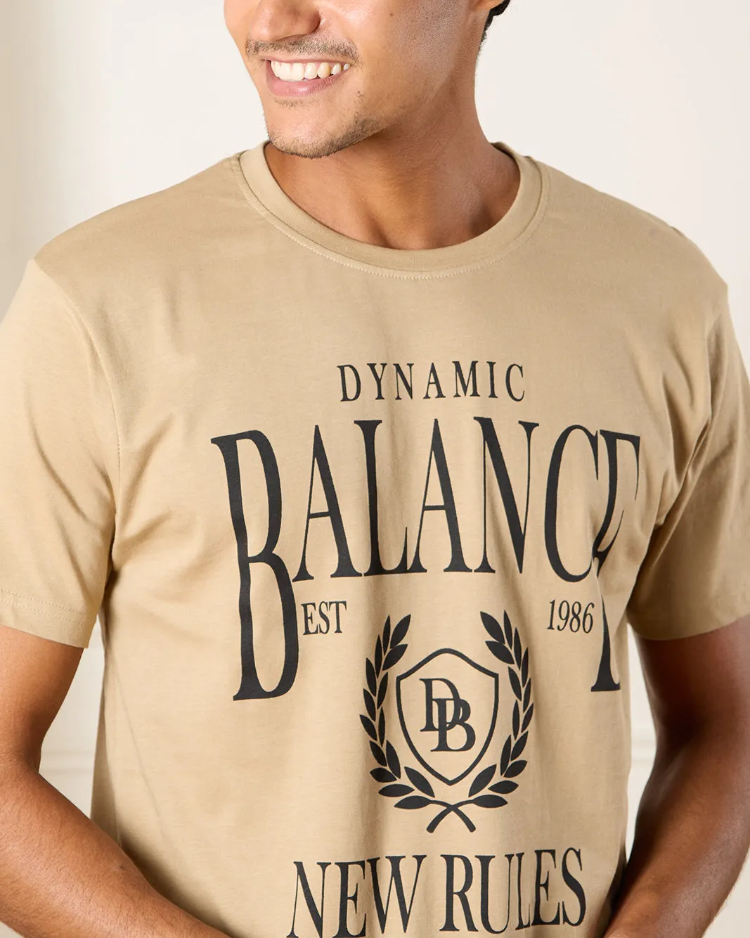 Men Beige Dynamic Balance T-Shirt sold by Redtag product image thumbnail 4