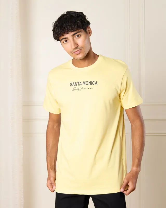 Men Yellow Santa Monica Print T-Shirt sold by Redtag