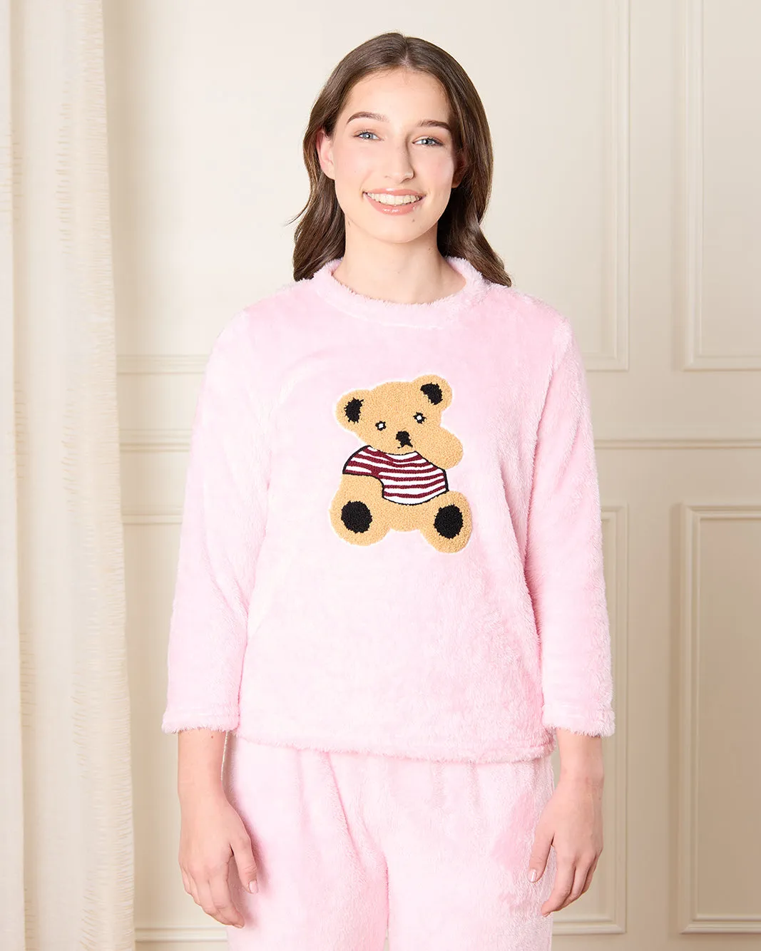 Senior Girls Pink Bear Print Pyjama Set (2 Piece) sold by Redtag product image thumbnail 2