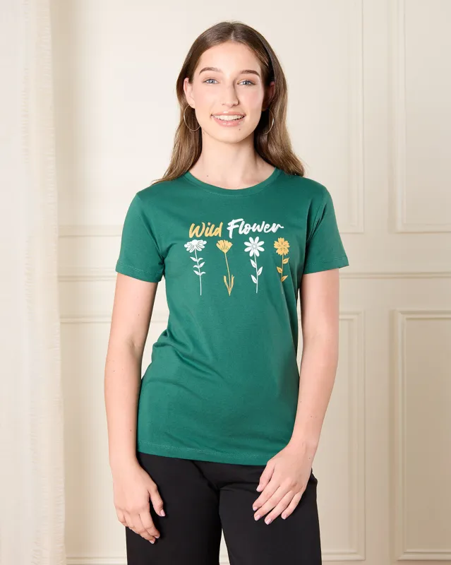Senior Girls Wild Flower Print T-Shirt sold by Redtag