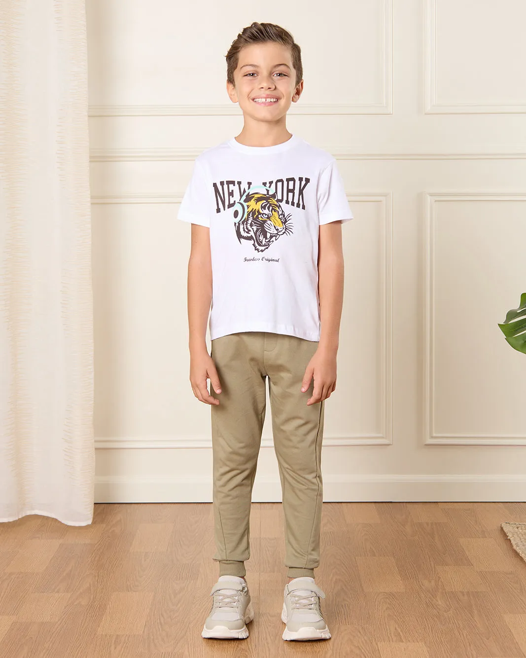 Boys Beige Solid Active Pants sold by Redtag product image thumbnail 2