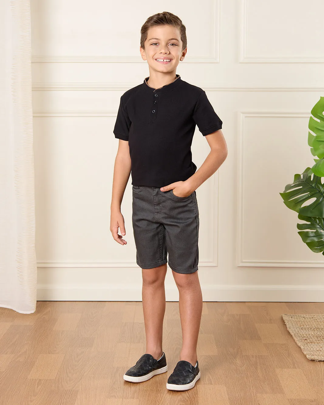 Boys Charcoal Solid Shorts sold by Redtag product image thumbnail 2