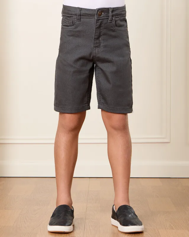 Boys Charcoal Solid Shorts sold by Redtag