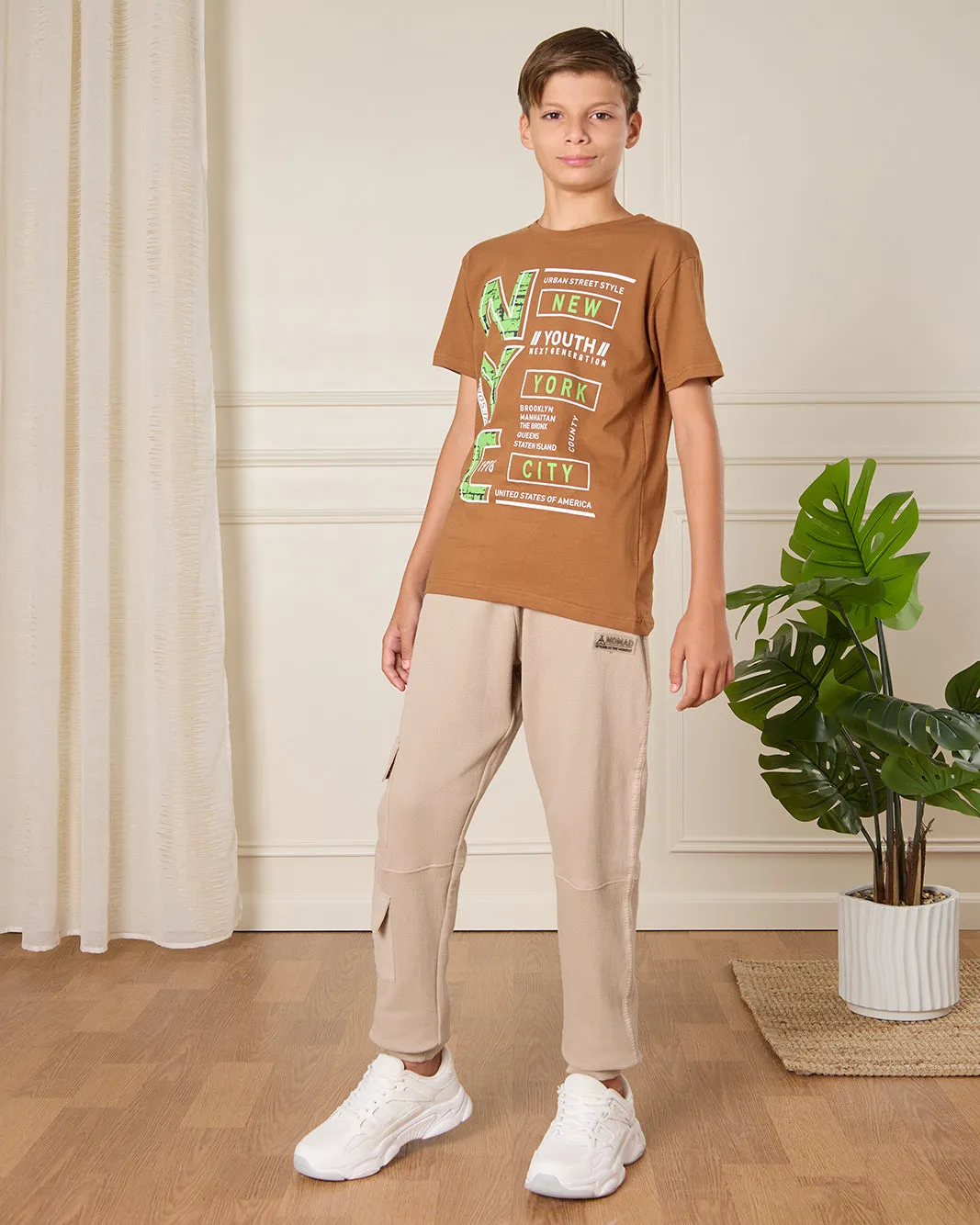 Senior Boys Beige Pique Track Pants sold by Redtag product image thumbnail 2