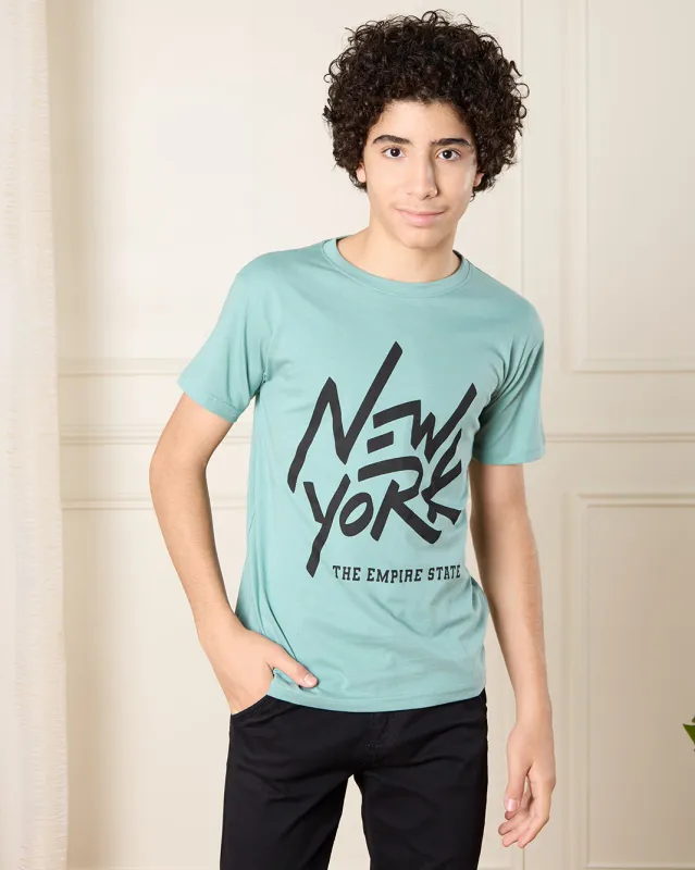 Senior Boys Blue New York T-Shirt sold by Redtag