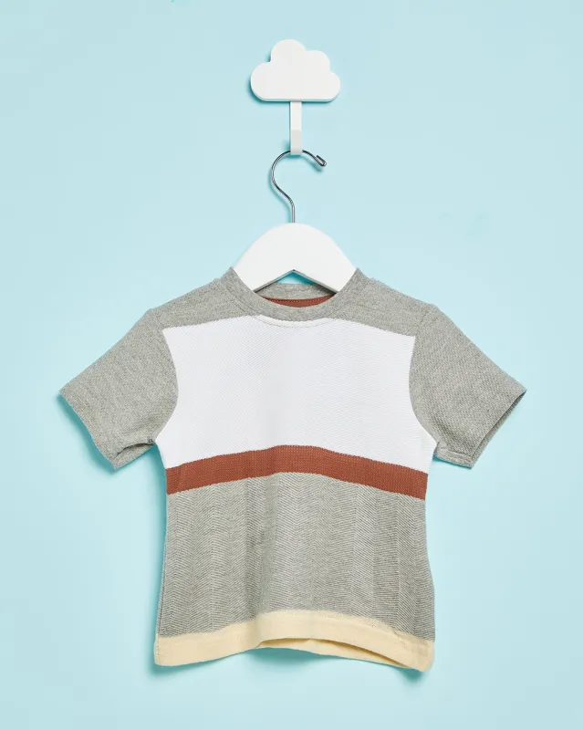 Infant Boys Grey Jacquard T-Shirt sold by Redtag