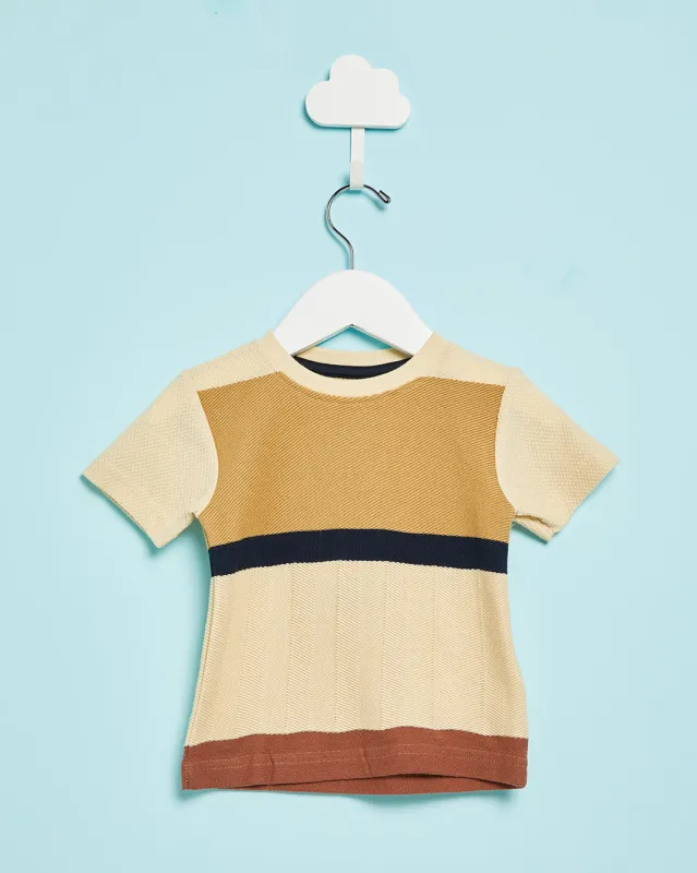 Infant Boys Beige Jacquard T-Shirt sold by Redtag