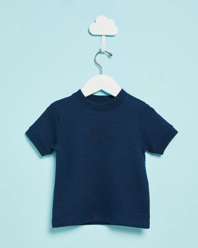 Infant Boys Navy Jacquard T-Shirt sold by Redtag