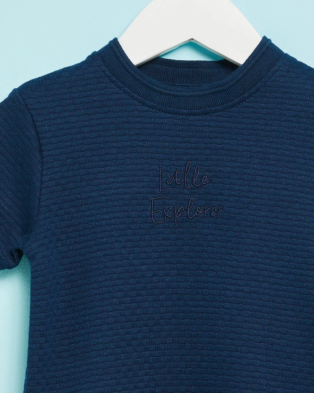Infant Boys Navy Jacquard T-Shirt sold by Redtag product image thumbnail 2