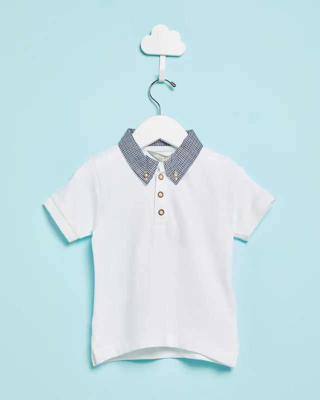 Infant Boys White Embellished Polo Shirt sold by Redtag