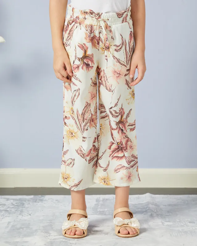 Girls Beige Printed Casual Trouser sold by Redtag