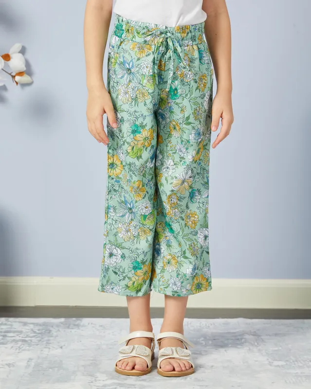 Girls Green Printed Casual Trouser sold by Redtag