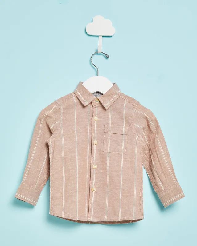 Infant Boys Beige Striped Shirt sold by Redtag