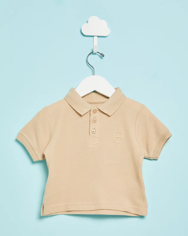 Infant Boys Beige Basic Polo Shirt sold by Redtag